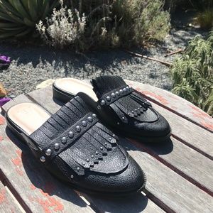 Fake Leather Studded Flat Mules Size 10